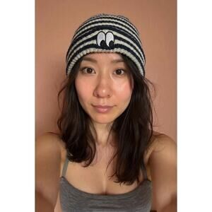 Lazy Oaf Black Stripe Eye Beanie Eye Embroidered Hat